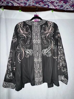 Odd Molly Large Viscose Embroidered Black Women's Kimono PTP 24”